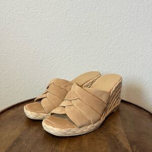 Vince Blonde Beige Gilian Braided Woven Wedge Heeled Sandals Women's Size 8